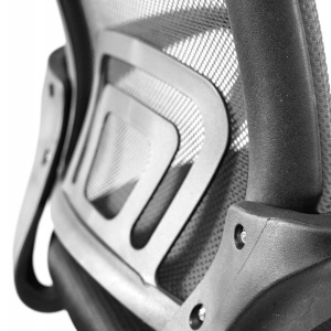 Scaun de birou ergonomic Jumi, mesh respirabil, bază neagră, gri, reglabil