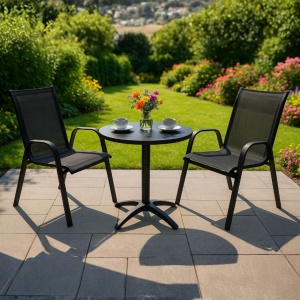 Scaun de grădină Jumi, modern, cu cadru metalic, model FIESTA, culoare negru