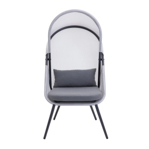 Scaun pliabil Jumi cu baldachin – oțel, negru/gri, design ergonomic pentru exterior