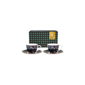 Set 2 căni cu farfurioare, din porțelan, Pip Studio, Blue, 120ml, colecția Berry Blues