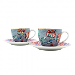 Set 2 căni cu farfurioare, Pip Studio, Light Blue, 120ml, colecția Flower Festival - Img 3