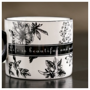 Set 2 căni din ceramică, „TO YOU” alb-negru, în cutie cadou premium, 310 ml, eCarla, KB11