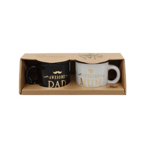 Set 2 Cești Espresso, Nekupto – “Awesome Mum & Dad”, 2 x 80 ml