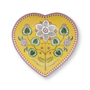 Set 2 farfurii, formă de inimă, Pip Studio, Yellow, 21.5 cm, colecția Lily & Lotus