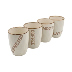 Set 4 căni pentru cafea, Alpina, Coffee - Espresso - Latte - Mocha, 280 ml