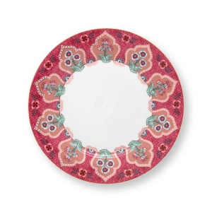 Set 4 farfurii din porțelan, Breakfast, Pip Studio, Dark Pink, 21 cm, colecția Flower Festival
