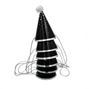 Set 6 Coifuri Party Negru-Argintiu, 10 cm