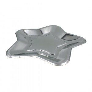 Set 6 Farfurii Stea Argintiu, 23 cm – Accesorii Festive pentru Petreceri Strălucitoare