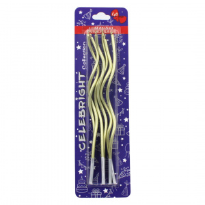 Set 6 lumânări pentru tort, curbate, aurii, Celebright, 15.5cm