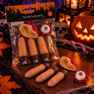 Set accesorii decorative Halloween, 5 piese – ochi, degete și ureche, efect realist