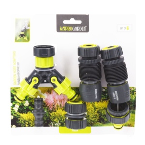 Set conectori și adaptoare furtun grădină, 6 piese, ProGarden – distribuitor Y, racorduri rapide și cuplaje