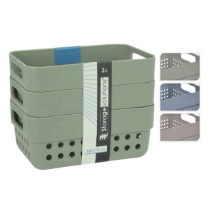 Set de 3 coșulețe de depozitare, 350ml, Storage Solutions, 12x7x5 cm, verde