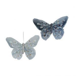Set fluturi decorativi cu clips gri-albăstrui