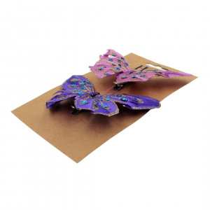 Set fluturi decorativi mov-roz cu clips
