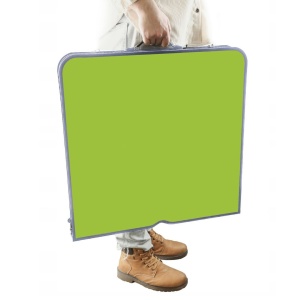 Set mobilier de camping pliabil, Jumi, verde, masă cu picioare reglabile și 4 tabureți