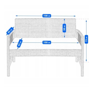 Set mobilier de grădina gri, Jumi, cu 2 fotolii, canapea și măsuță de cafea