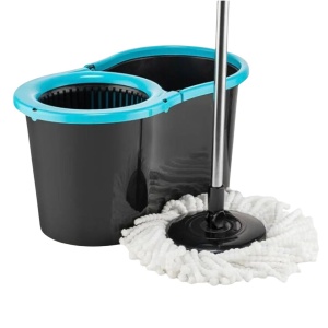 Set mop rotativ cu găleată 14 L, Ultra Clean, sistem Spin, mop din poliester și inox 110 cm, turcoaz/negru