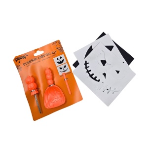 Set pentru sculptat dovleci de halloween, 5 piese cu unelte, lingură și șabloane reutilizabile
