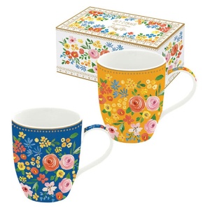 Set porțelan EasyLife, 2 căni, 350ml, Boho Flowers