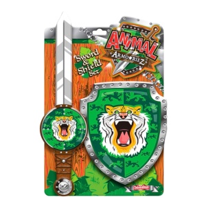 Set sabie și scut, Deluxebase, Animal Armouriez, model tigru