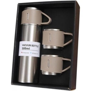Set termos cu 3 căni – 500 ml, ideal pentru călătorii și cadouri, bej
