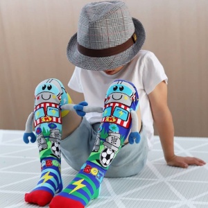 Șosete lungi colorate Madmia pentru băieți Robot 3-5 ani - Img 5