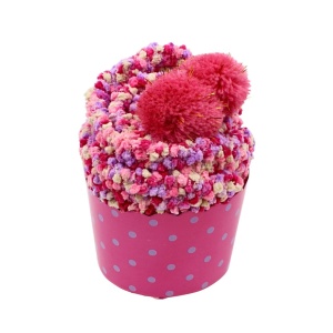 Șosete pufoase Cupcake, roz, cu pom-pom – ambalaj cadou, mărime universală