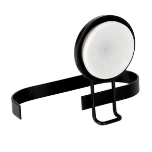 Suport hârtie igienică, Bathroom Solutions, prindere cu ventuză, negru mat, 14x8x11 cm