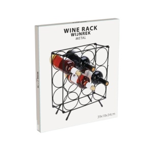 Suport metalic vertical pentru sticle de vin, 9 sticle, 39x18x34 cm