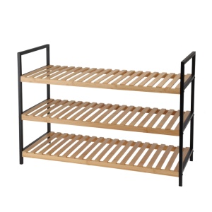 Suport pentru încălțăminte, din bambus și metal, 3 rafturi, 70x30x48 cm