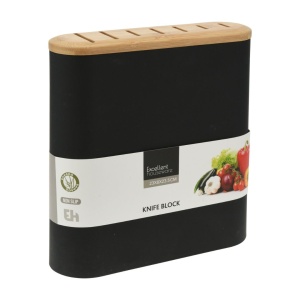 Suport universal pentru cuțite Excellent Houseware, bambus și ABS, 23×8×23.5 cm, sistem anti-alunecare