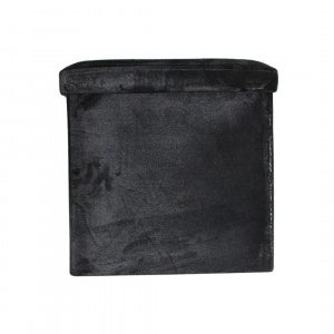 Taburet cu spațiu depozitare 38x38x38 cm catifea negru