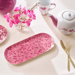 Tavă din porțelan, Pip Studio, Flowers Pink, 34 cm, colecția Jolie