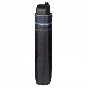 Umbrelă barbati MINI manuală Perletti dungi negru-albastru - Img 2