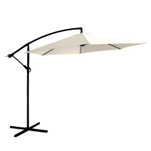 Umbrelă de grădină, Jumi, material textil bej, 250x300 cm, cu bază metalică