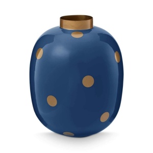 Vaza decorativă, din metal, Pip Studio, Dots Navy/Gold, 32 cm, colecția Dot Delight