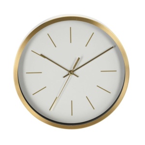 White and gold aluminium wall clock, 25 cm