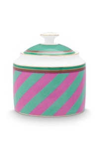 Zaharniță porțelan, Pip Studio, Stripes Pink-Green, 550ml, colecția Pip Chique