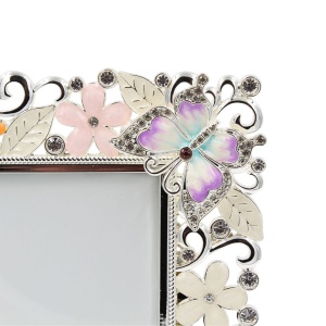Ramă Foto AZAY cu Flori și Fluturi, 15x10 cm, Ramă Foto Decorativă cu Cristale, Cadou Elegant Femei, Cutie Cadou Inclusă