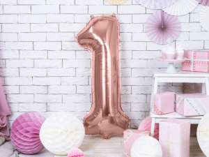 Balon cifra 1, roz, 35 cm
