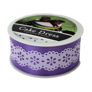 Bandă decorativă Cake Dress pentru torturi și prăjituri, 4.5cm x 15m, model dantelat, Splendor mov