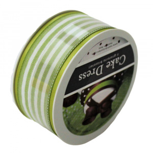 Bandă decorativă textilă Cake Dress, pentru torturi și prăjituri, 4.5cm x 10m, Double Stripes, verde