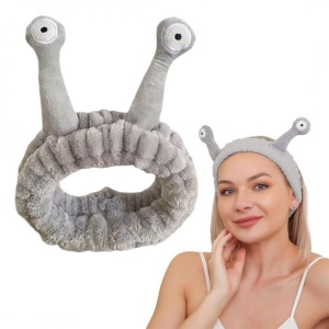 Bentiță cosmetică tip melc – plușată și moale, Ecarla, 20x5 cm, gri