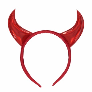 Bentiță de Halloween, cu coarne roșii, lucioase, pentru ținute de vrăjitoare sau diavoliță