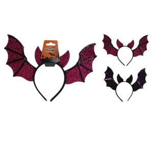 Bentiță de Halloween cu model liliac cu paiete, roz și negru, accesoriu pentru costum