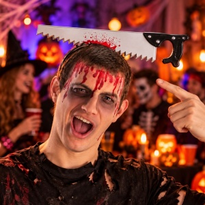 Bentiță pentru Halloween cu fierăstrău în cap, Carnival Toys, accesoriu costum