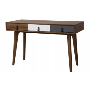 Birou Jumi, cu 3 sertare, 120x55x75 cm, design modern din lemn MDF, culoare stejar deschis