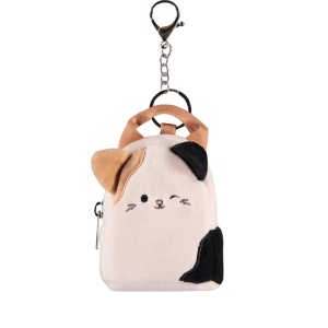 Breloc mini-rucsac, Squishmallows, pisicuța Cameron, bej cu negru și maro, 11x9x5 cm, brand Difuzed