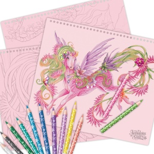 Caiet de schițe creativ, Forest Nebulous Horses, Nebulous Stars - 250 stickere, 80 șabloane, 12 creioane colorate și 35 pagini de schițe