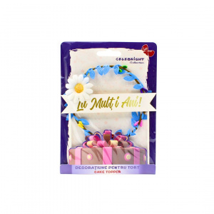 Cake Topper pentru tort, model coroniță cu floricică albă